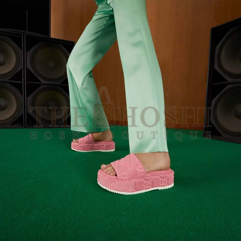 Gvc*1 Unisex G2 Platform Sandals Pink G2 Cotton Sponge Rubber Sole 3 Cm Heel Master Quality
