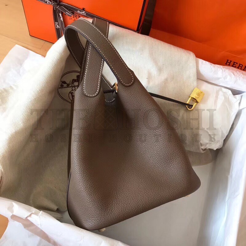 H**me5 Taupe Picotin Lock PM 18cm Handmade Bag Master Quality
