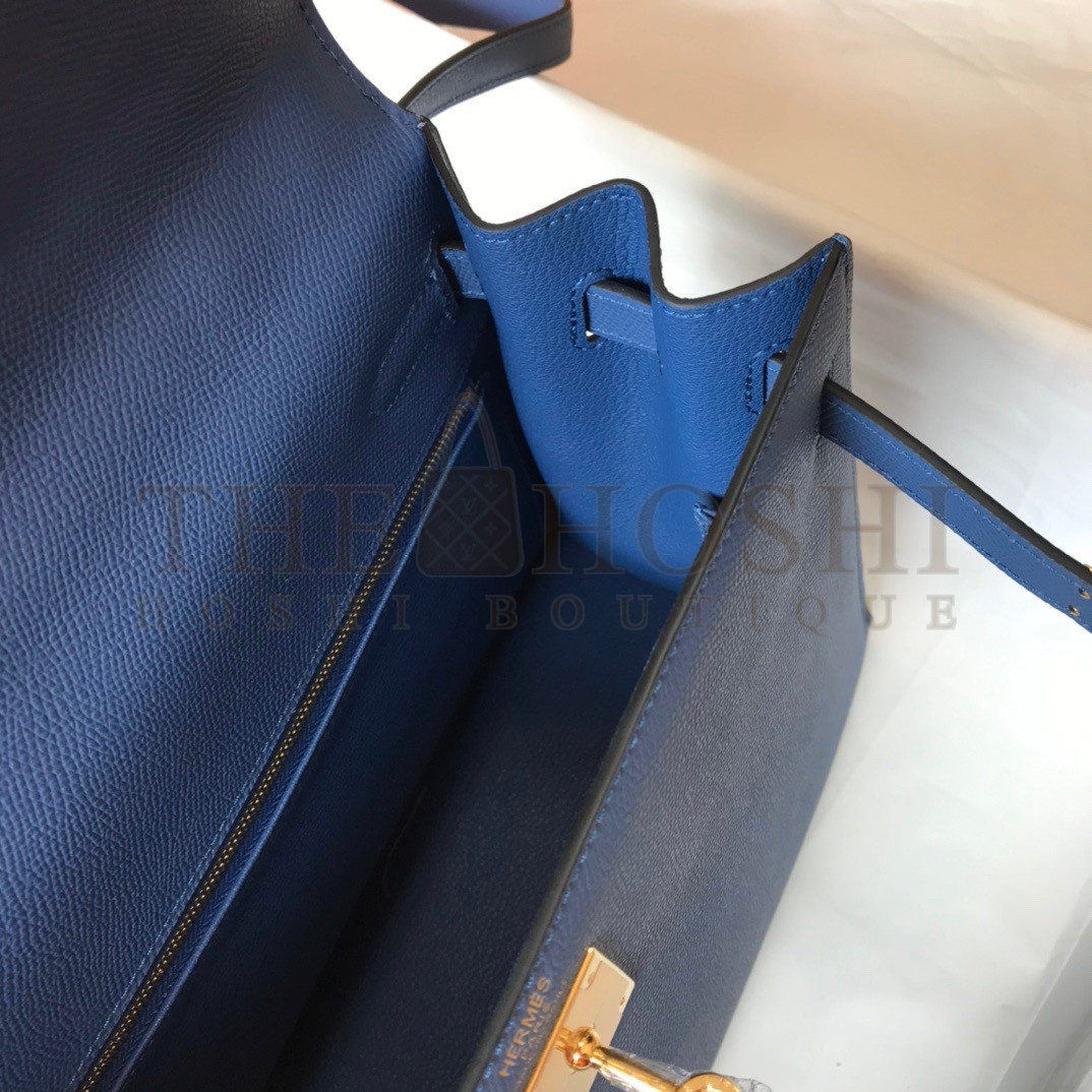 H**me5 Kelly 32cm Sellier Bag in Blue Agate Epsom Calfskin GHW Master Quality