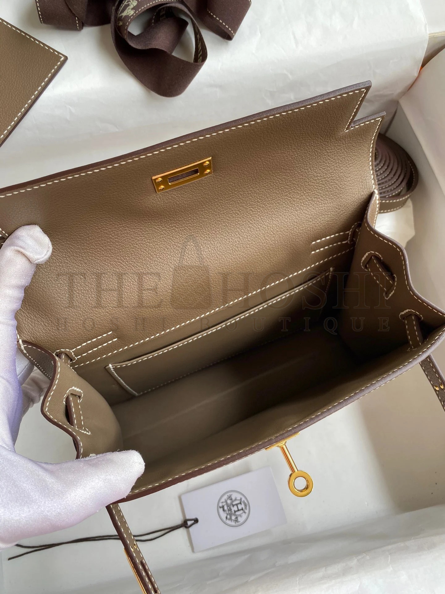 H**me5 Kelly Danse II Handmade Bag In Taupe Evercolor Calfskin Master Quality