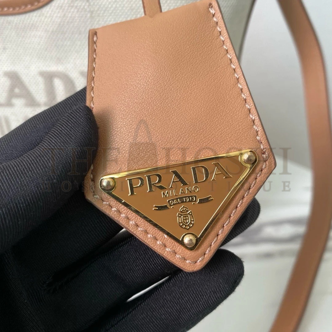 Pra*a Mini Buckle Bag in Linen Blend and Leather Master Quality
