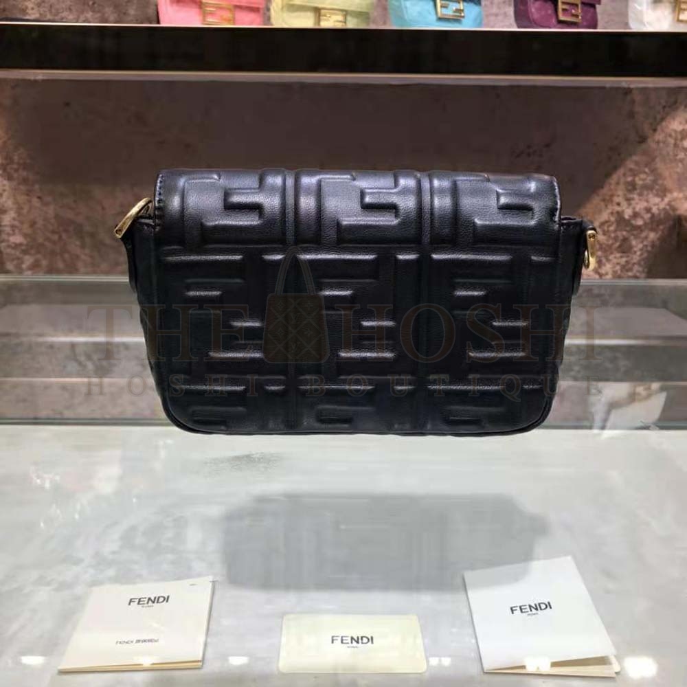 F**di Women Iconic Mini Baguette Black Leather Bag Master Quality