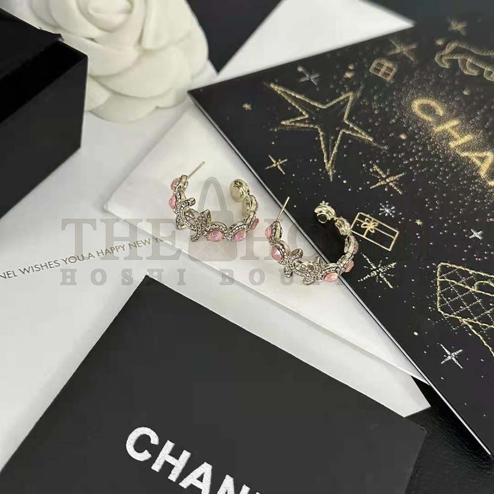 Ch**el Women Hoop Earrings in Metal and Strass Master Quality