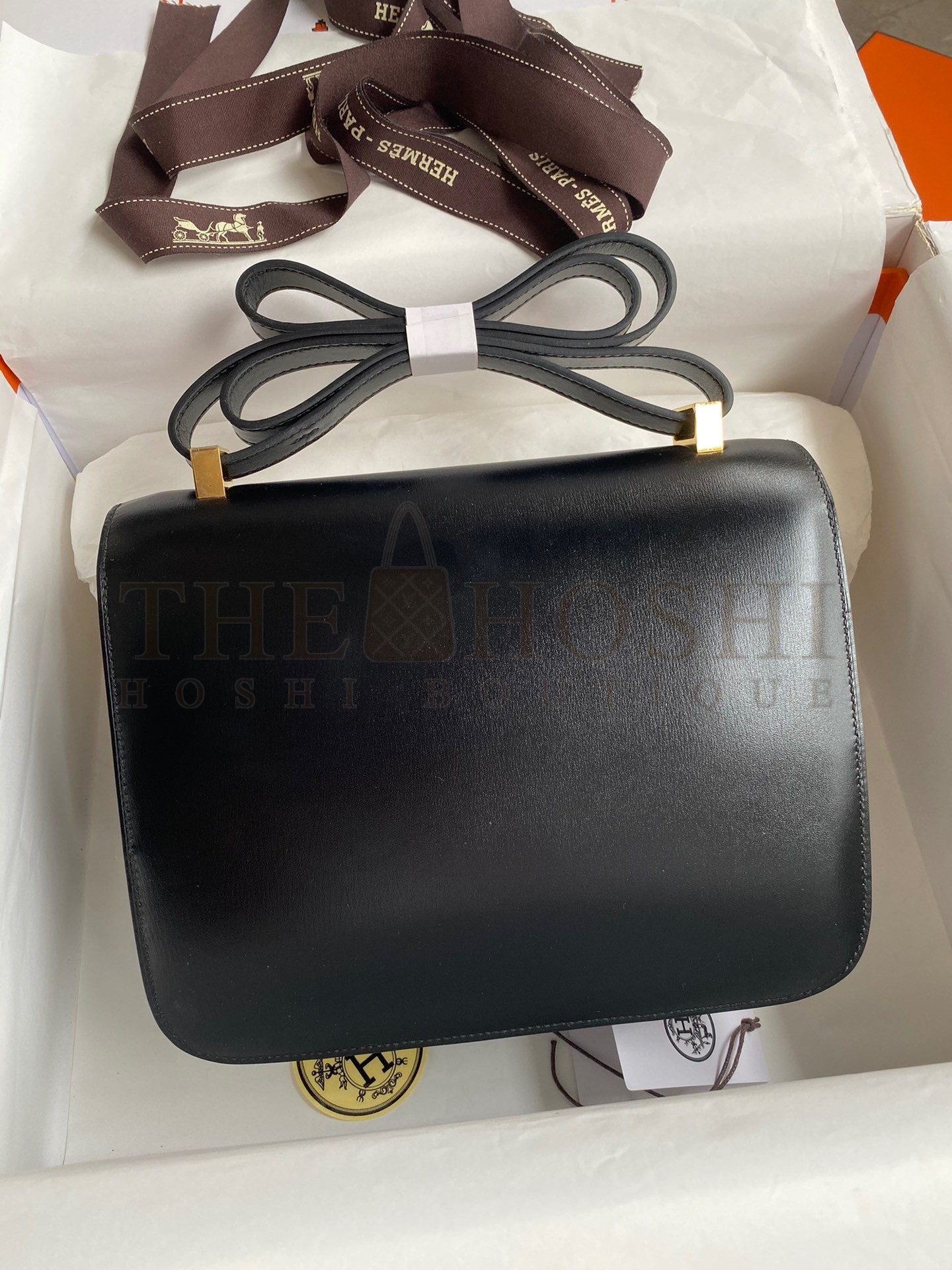 H**me5 Constance  Handmade Bag In Black Box Calfskin Master Quality
