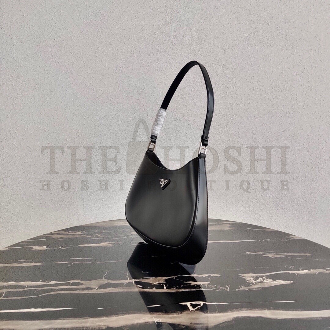 Pra*a Cleo Small Shoulder Bag In Black Brushed Leather Master Quality