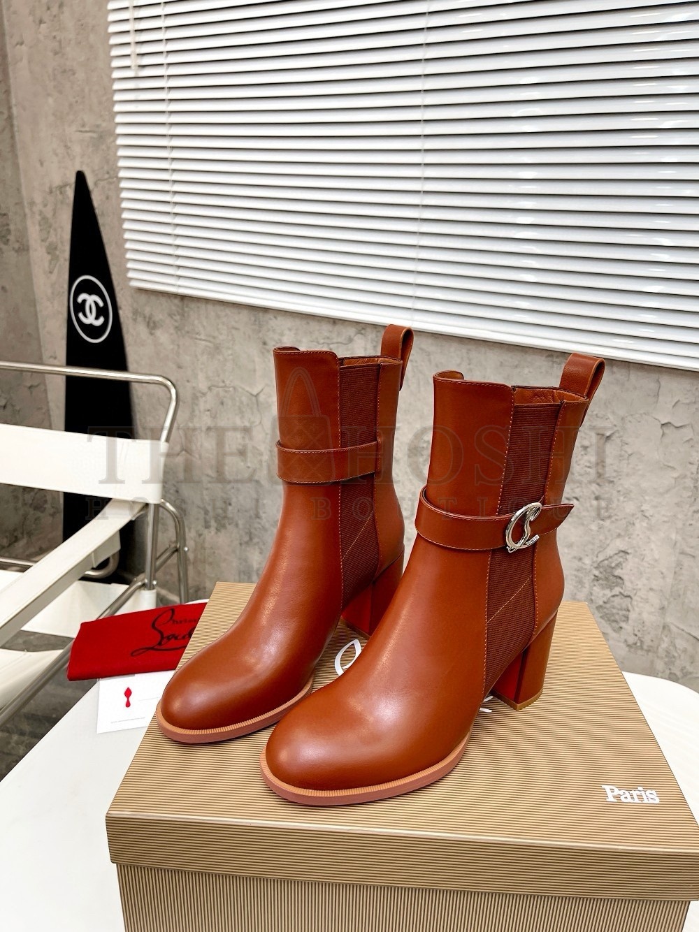 Chr1st1an Louboutin CL Chelsea Ankle Boots 70MM in Brown Leather Master Quality