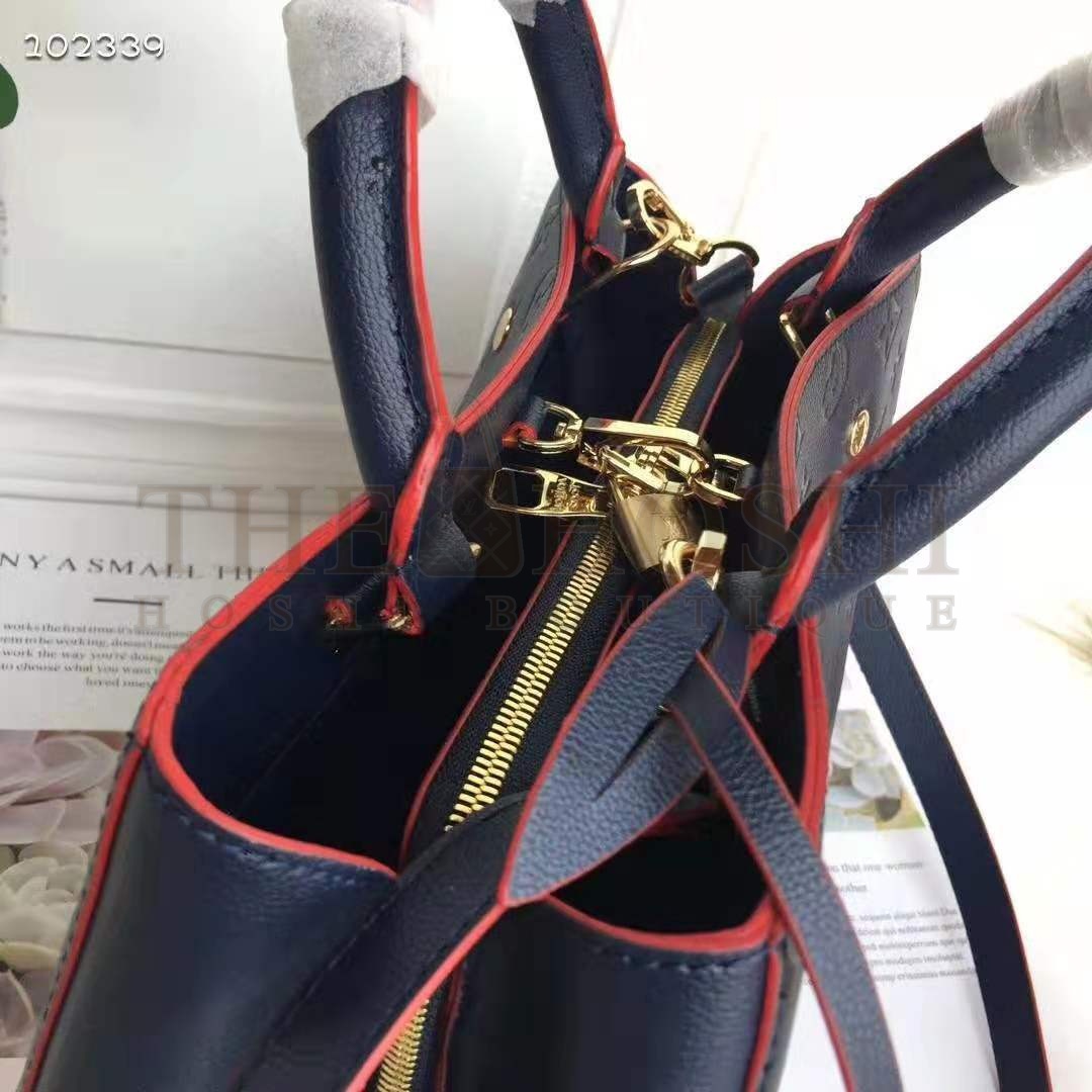 L0vis Vvtt0n LV Women Montaigne MM Handbag Monogram Empreinte Leather-Navy Master Quality