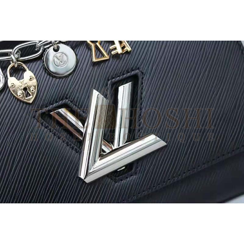 L0vis Vvtt0n LV Women Twist MM LV Love Lock Charms Handbag in Epi Cowhide Leather-Black Master Quality