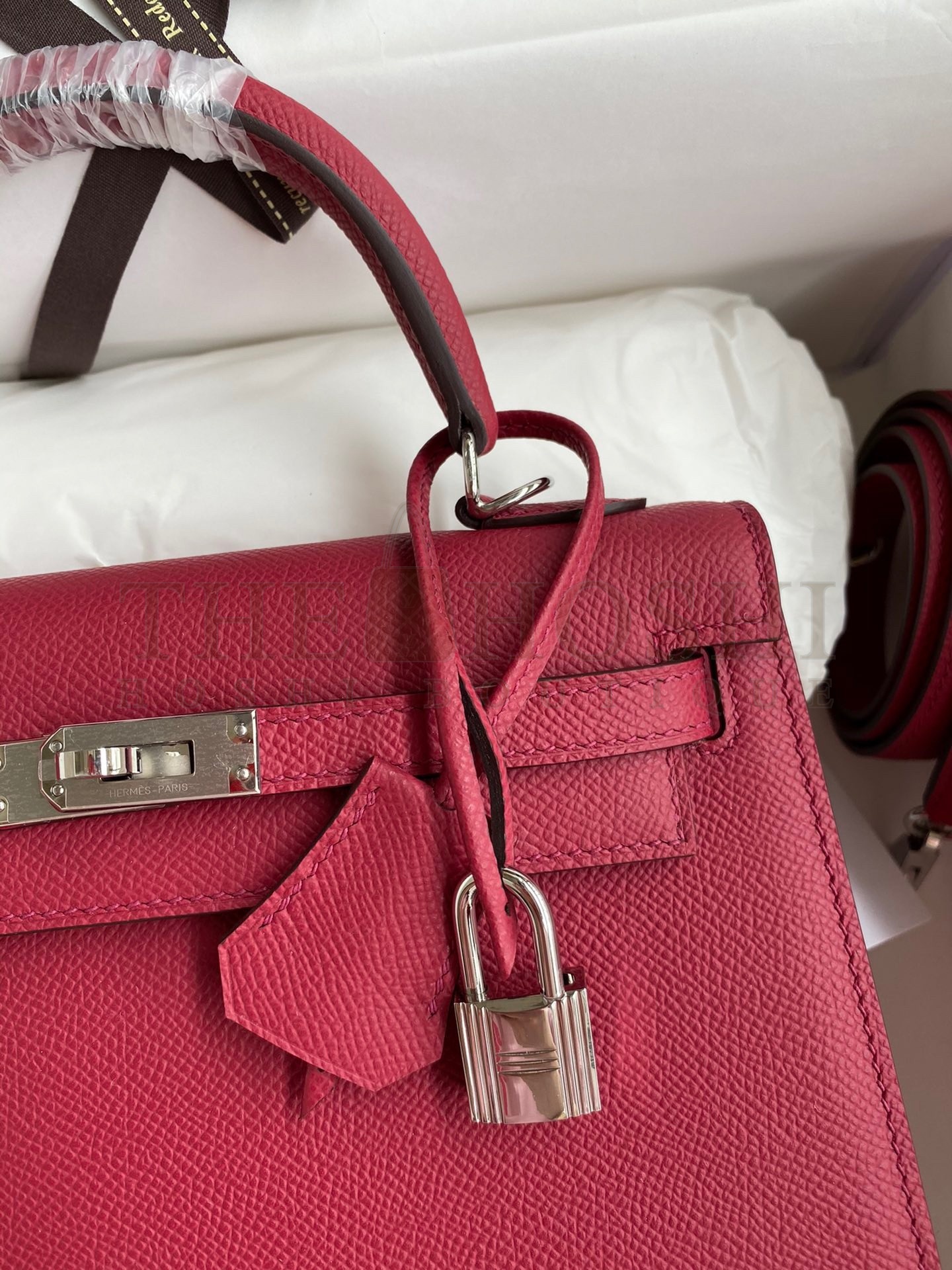 H**me5 Kelly Sellier 25 Handmade Bag In Ruby Epsom Calfskin Master Quality