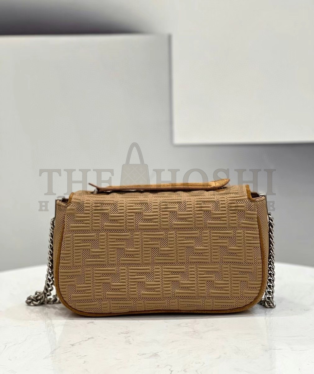 F**di Baguette Chain Midi Bag In Beige FF Fabric Master Quality