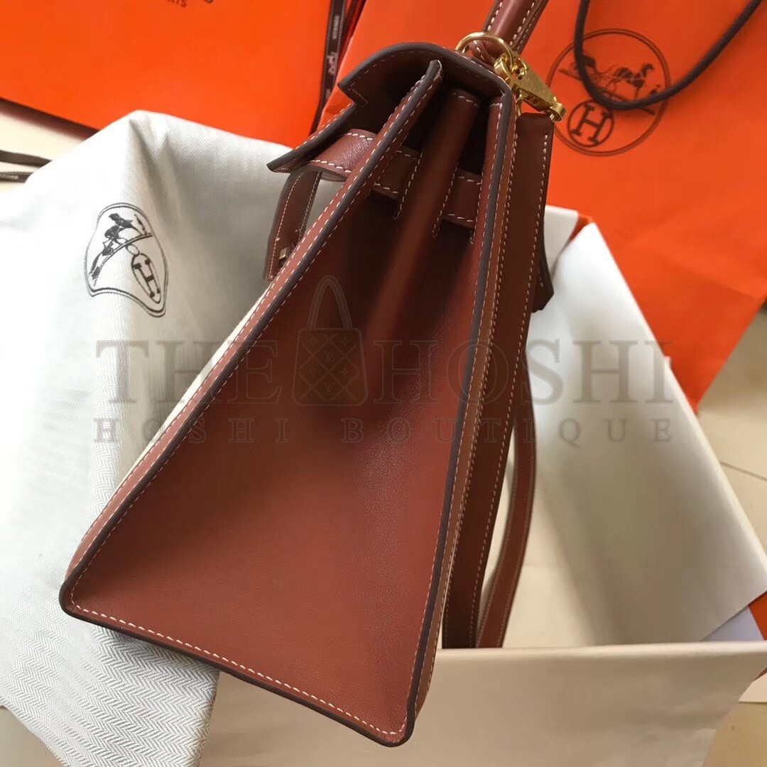 H**me5 Kelly 32cm Sellier Bag In Canvas With Barenia Leather Master Quality