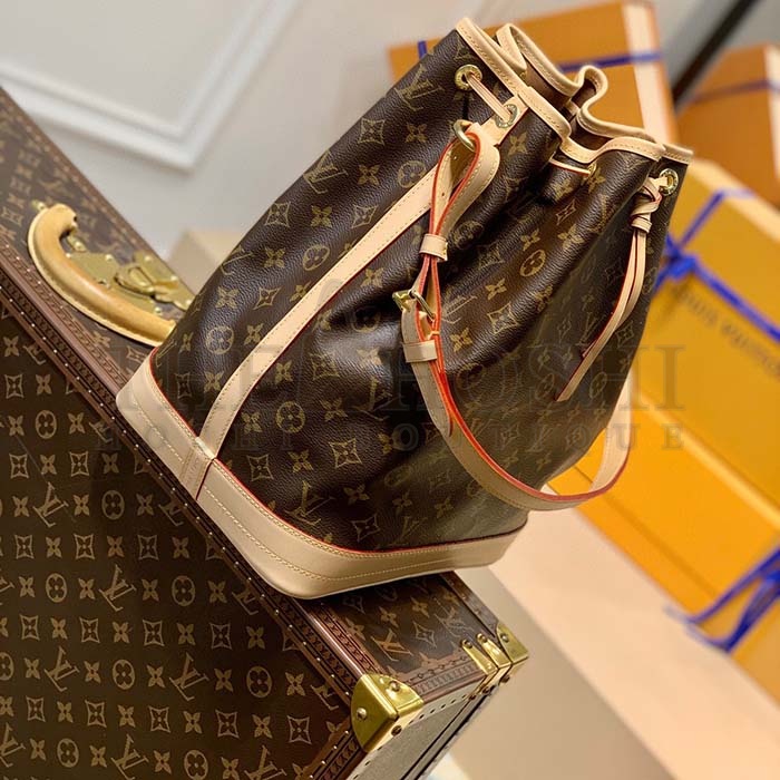 L0vis Vvtt0n LV Women Noé Bucket Bag Brown Monogram Coated Canvas Cowhide Leather Master Quality