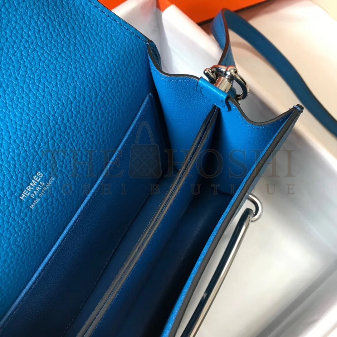 H**me5 Mini Sac Roulis 18cm Bag In Blue Hydra Evercolor Calfskin Master Quality