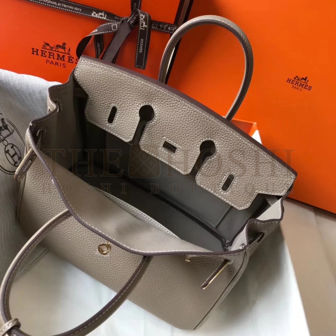 H**me5 Birkin 25 Bag In Tourterelle Clemence Leather with GHW Master Quality