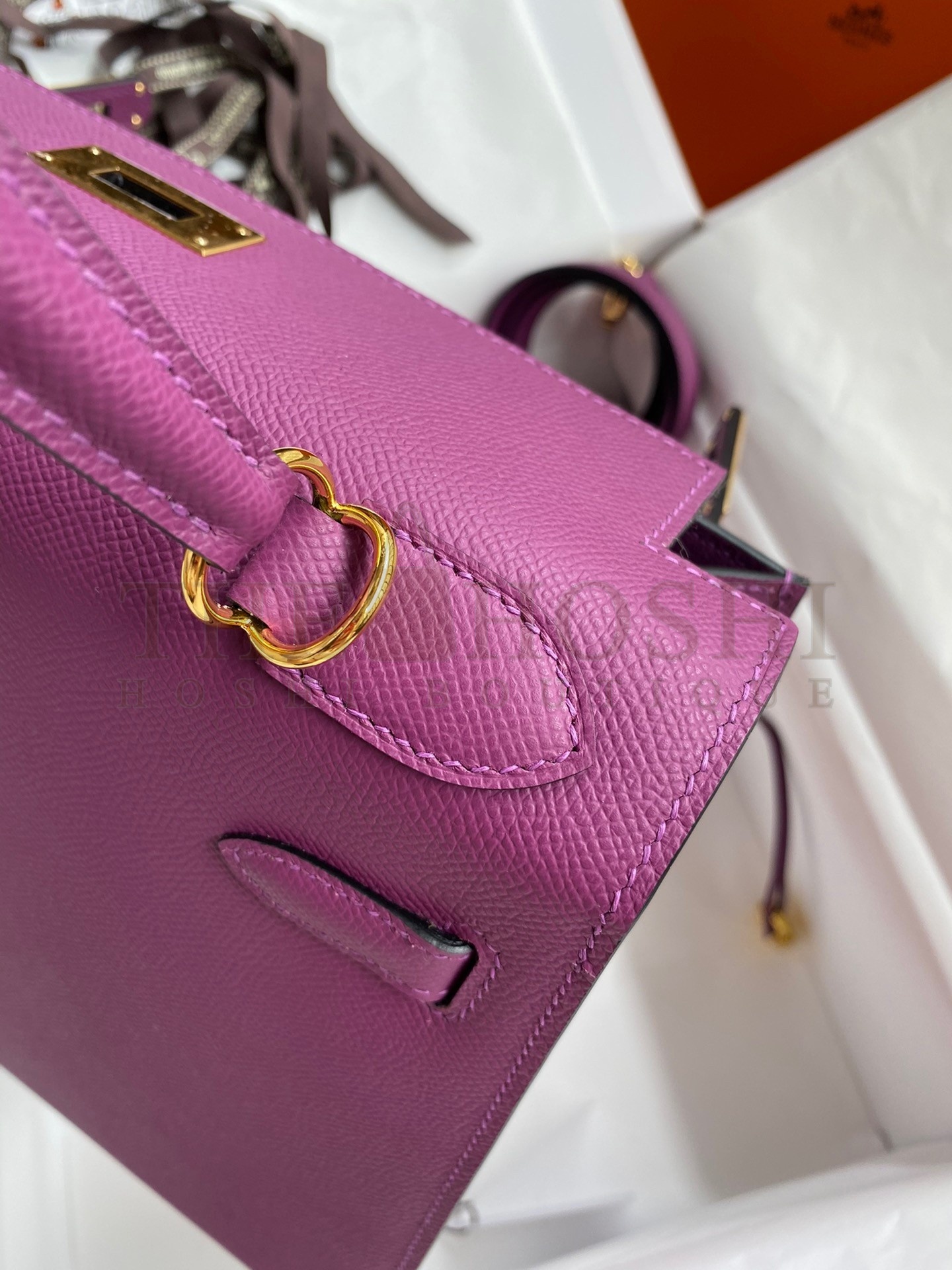 H**me5 Kelly Sellier 28 Handmade Bag In Anemone Epsom Calfskin Master Quality