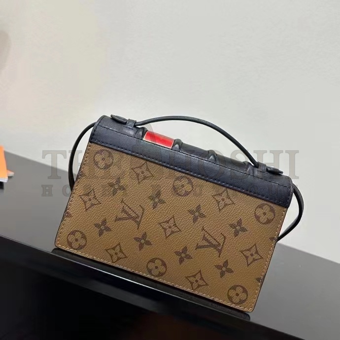 L0vis Vvtt0n LV Women Book Chain Wallet Brown Monogram Reverse Coated Canvas Cowhide Master Quality