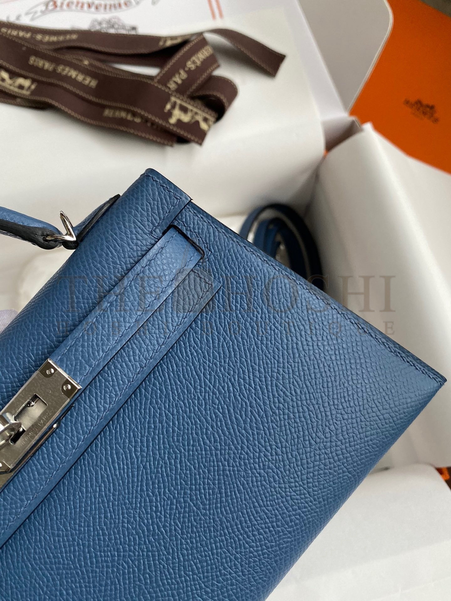 H**me5 Kelly Mini II Sellier Handmade Bag In Blue Agate Epsom Calfskin Master Quality