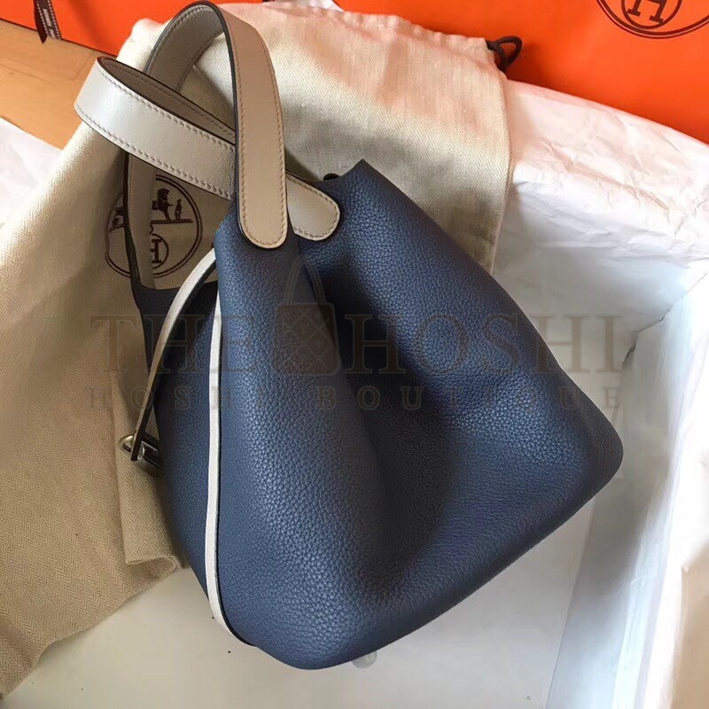 H**me5 Bicolor Picotin Lock MM 22cm Sapphire Bag Master Quality