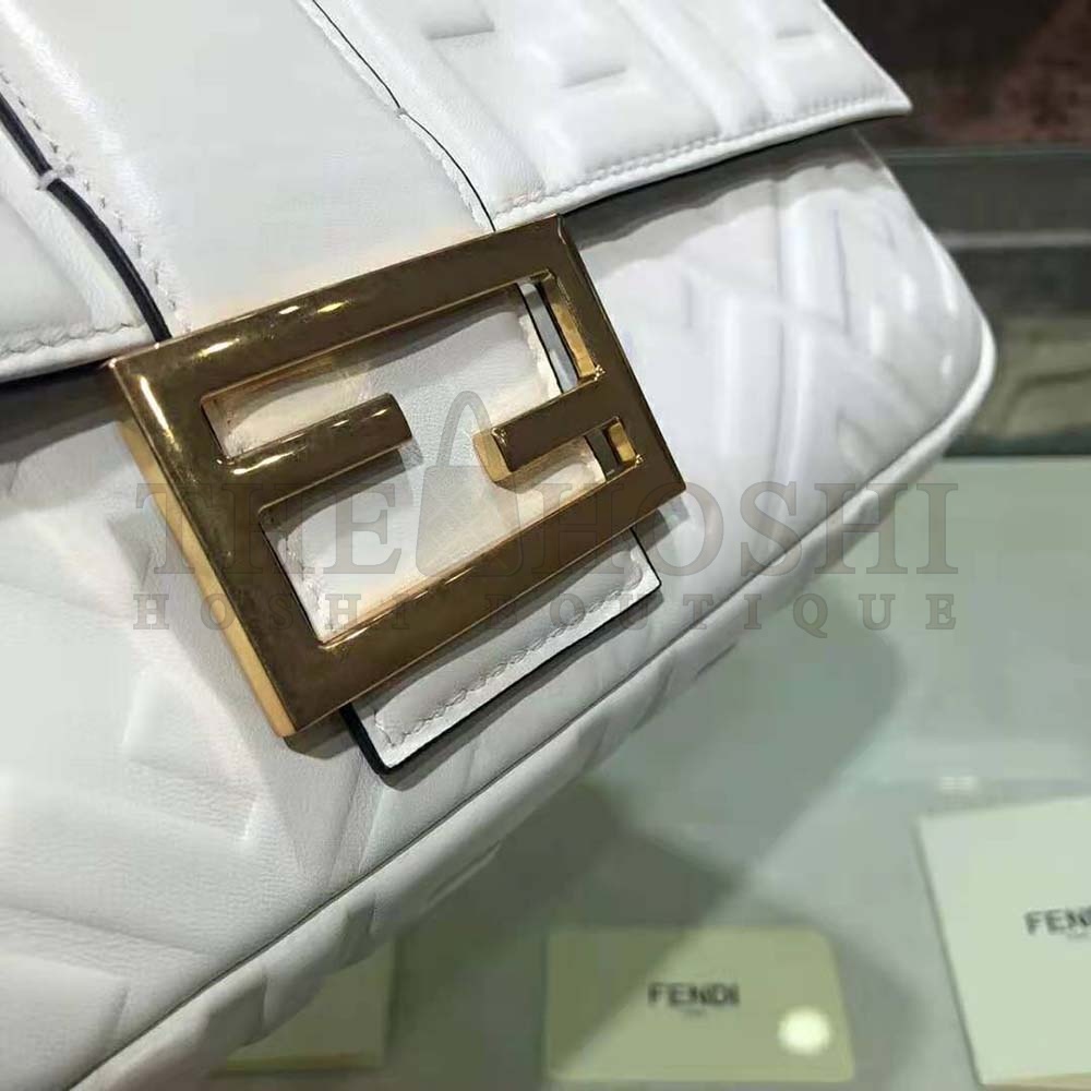 F**di Women Iconic Large Baguette Leather Bag-White Master Quality