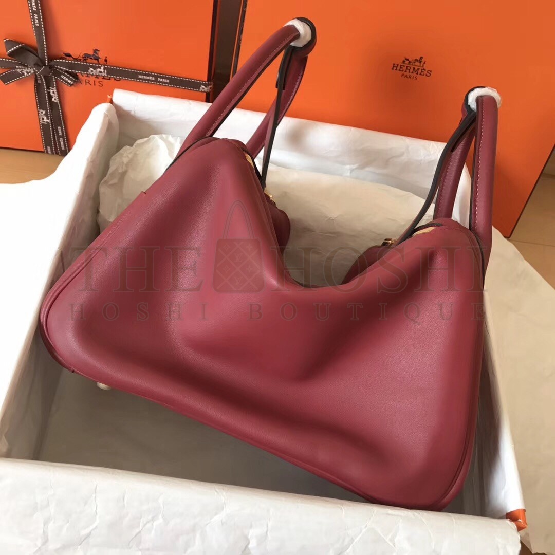 H**me5 Bicolor Lindy 30cm Swift Bordeaux Handmade Bag Master Quality