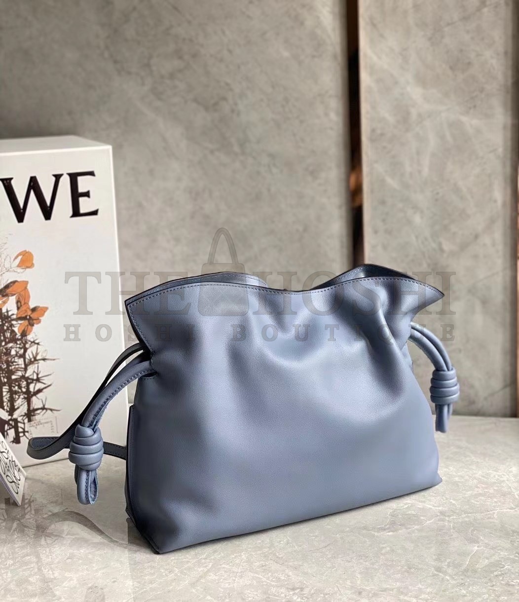L0ew* Flamenco Clutch Bag In Atlantic Blue Calfskin Master Quality