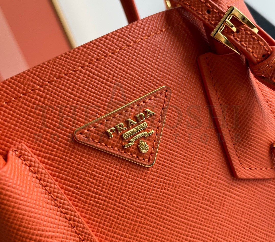 Pra*a Double Mini Bag In Orange Saffiano Leather Master Quality