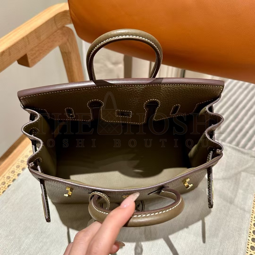 H**me5 Taupe Birkin 25cm Clemence Handmade Bag Master Quality