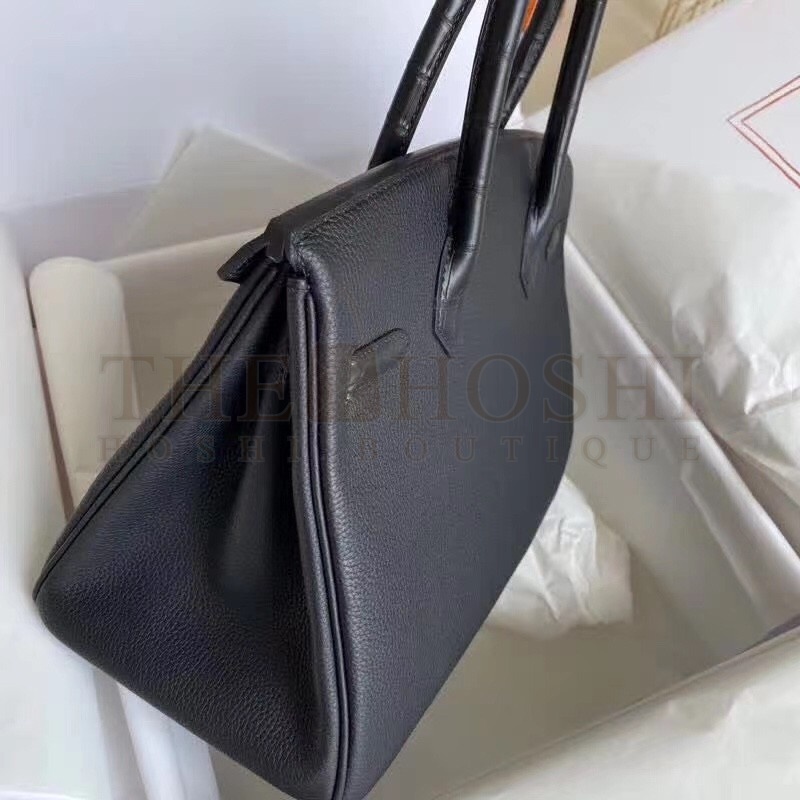 H**me5 Black Touch Birkin 30cm Bag Matte Niloticus Crocodile Skin Master Quality