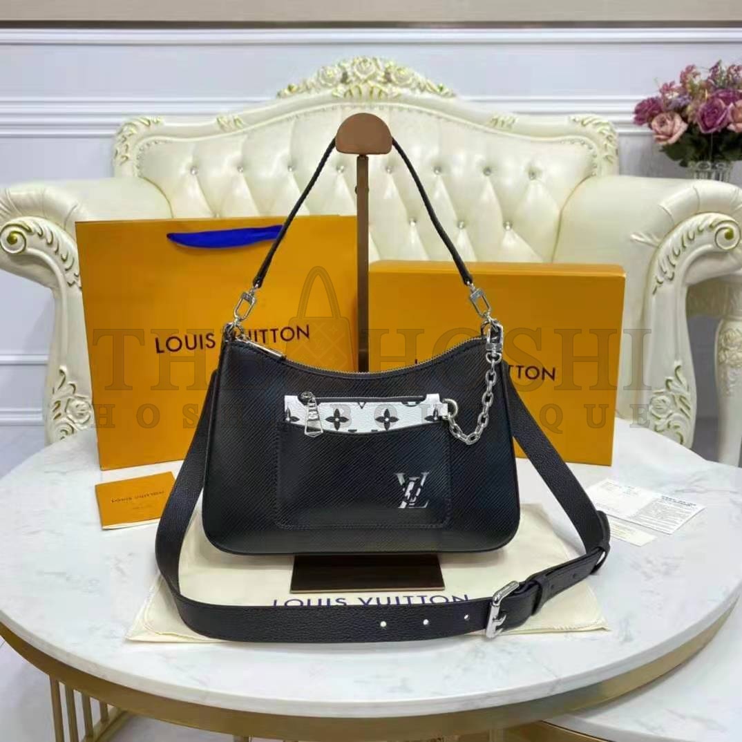L0vis Vvtt0n LV Women Marelle Handbag Black Epi Grained Cowhide Leather Canvas Master Quality