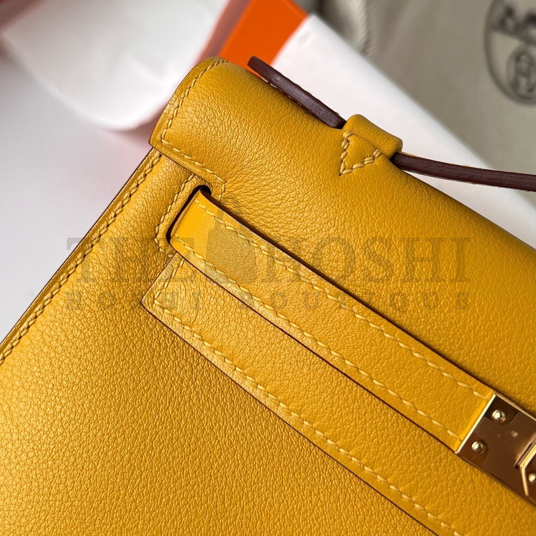 H**me5 Kelly Pochette Handmade Bag In Jaune Ambre Swift Calfskin Master Quality