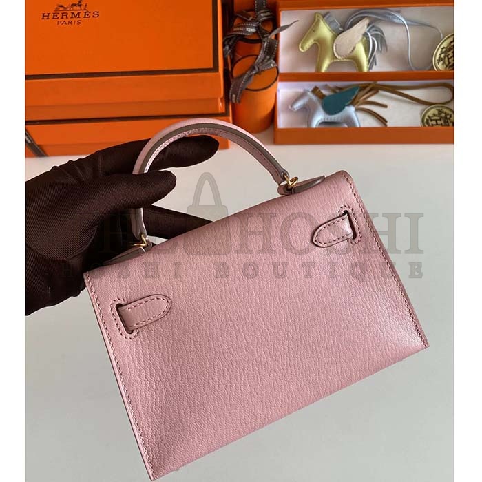 H**me5 Women Mini Kelly 20 Bag Suede Leather Gold Hardware-Pink Master Quality