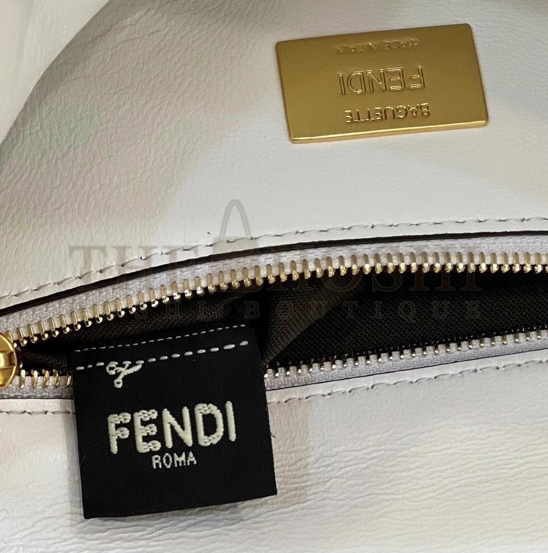 F**di Baguette Chain Midi Bag In White Nappa Leather Master Quality