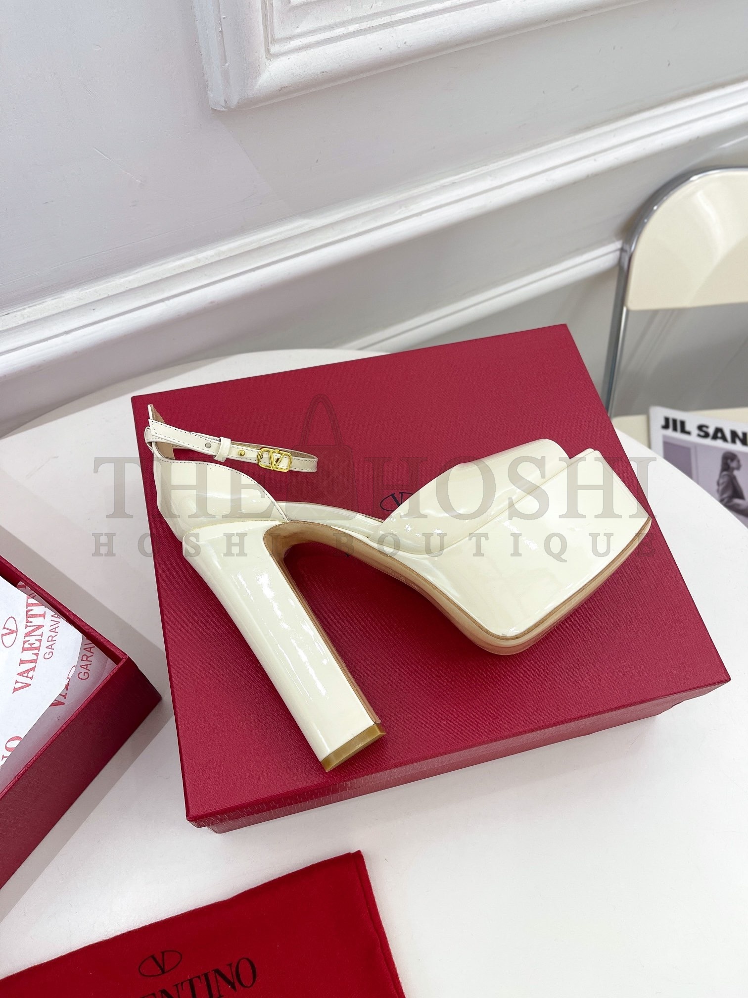 Va1e*ntin0 Tan-Go Platform Sandals 155mm In White Patent Leather Master Quality