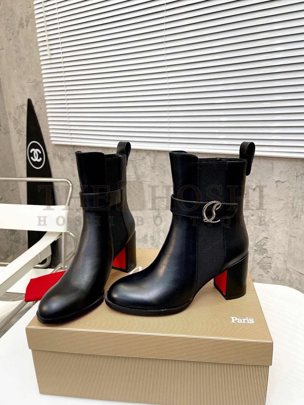 Chr1st1an Louboutin CL Chelsea Ankle Boots 70MM in Black Leather Master Quality