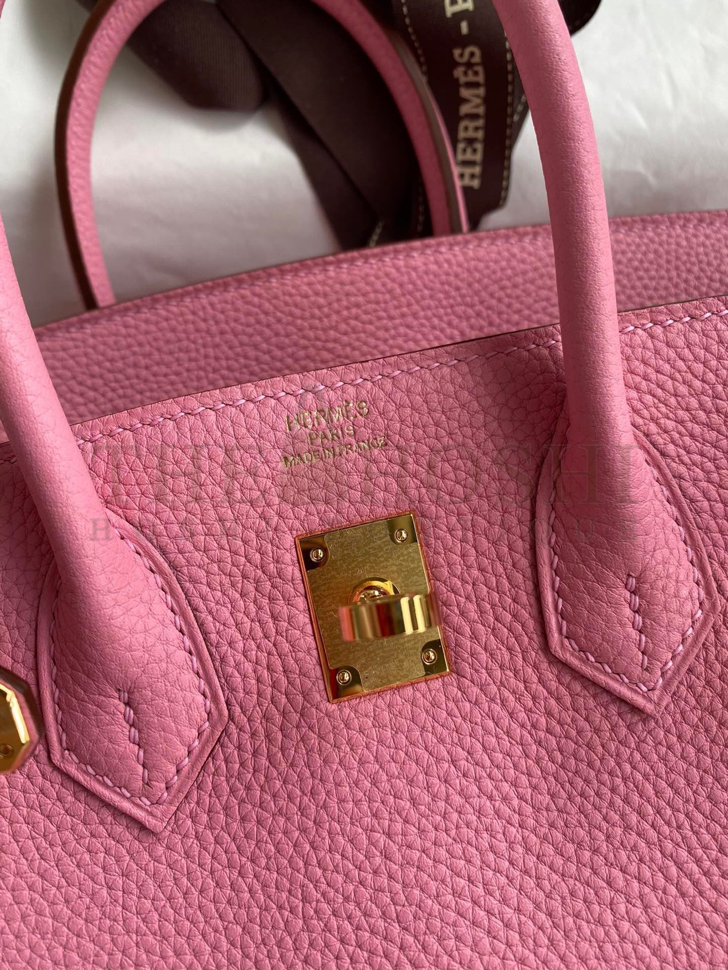 H**me5 Birkin 25 Retourne Handmade Bag In Pink Clemence Leather Master Quality