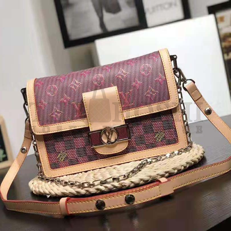 L0vis Vvtt0n LV Women Dauphine MM Handbag in Monogram Canvas-Pink Master Quality