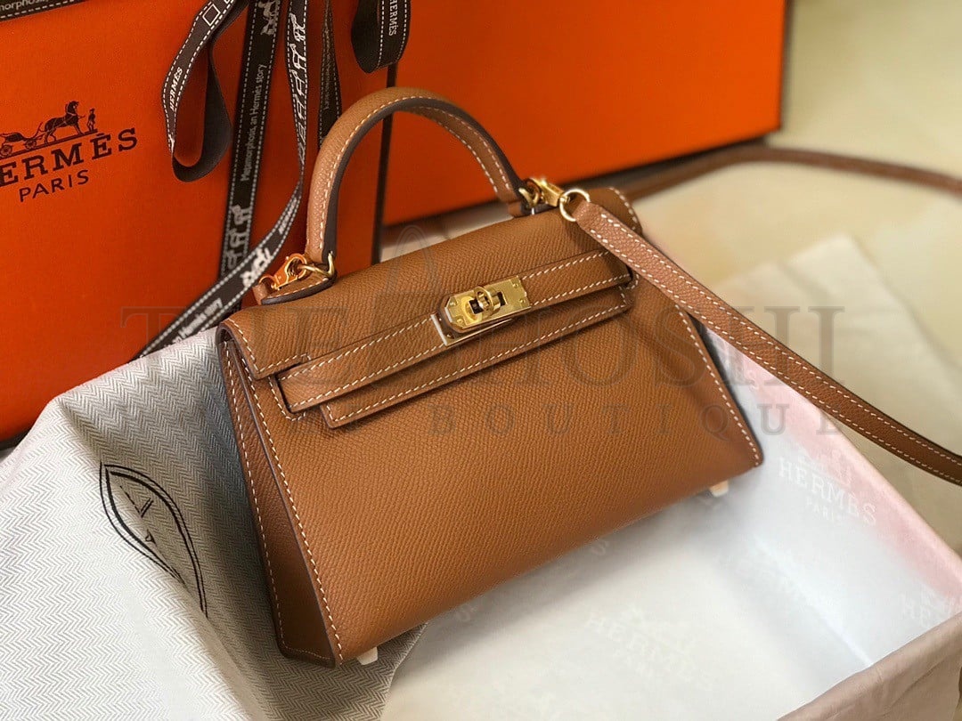 H**me5 Kelly Mini II Sellier Bag In Gold Epsom Leather Master Quality