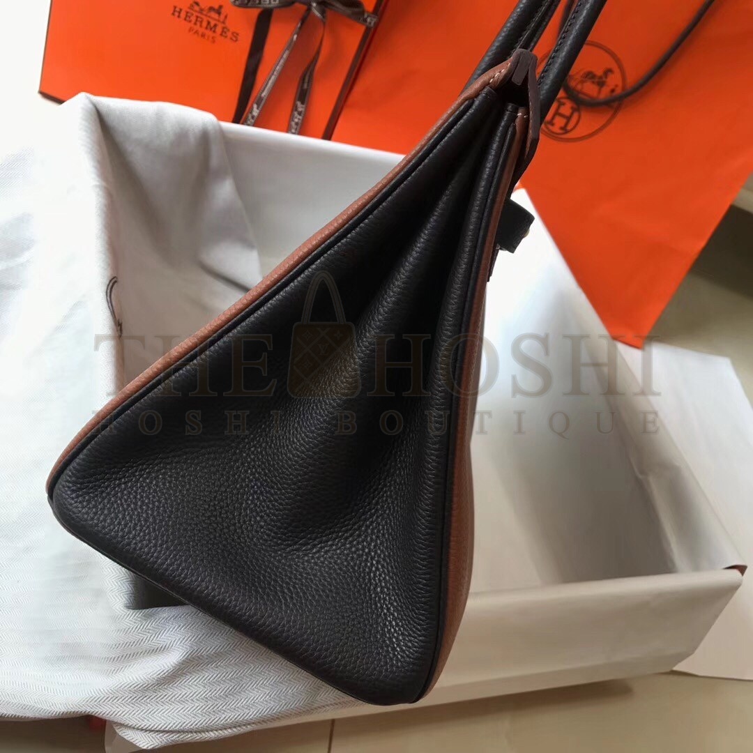 H**me5 Bi-Color Birkin 35cm Bag In Brown/Black Clemence Leather Master Quality