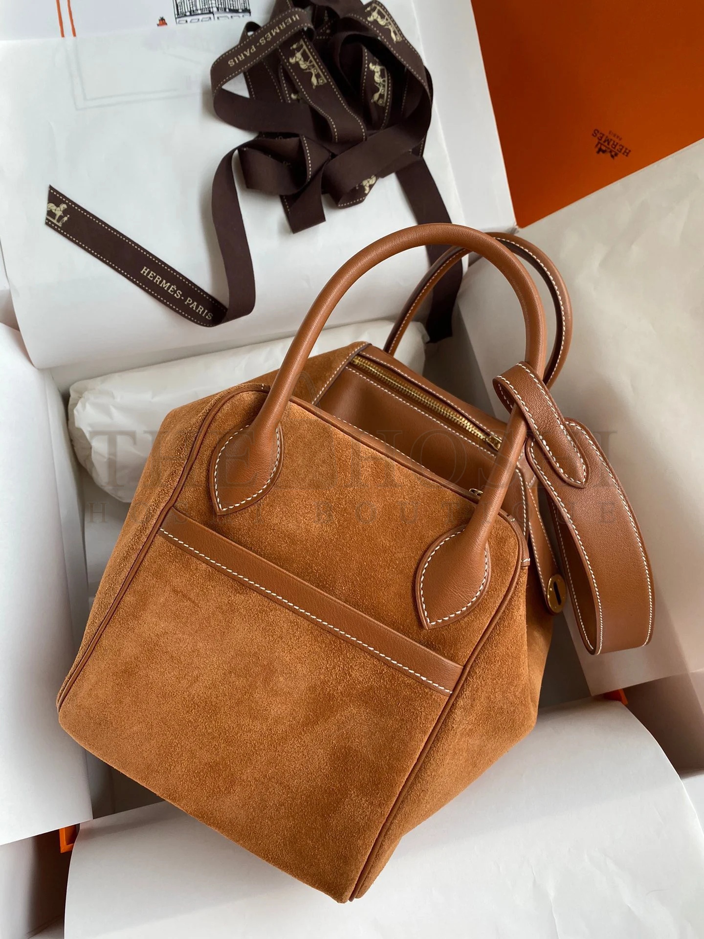 H**me5 Lindy 30 Handmade Bag In Gold Doblis Suede Calfskin Master Quality