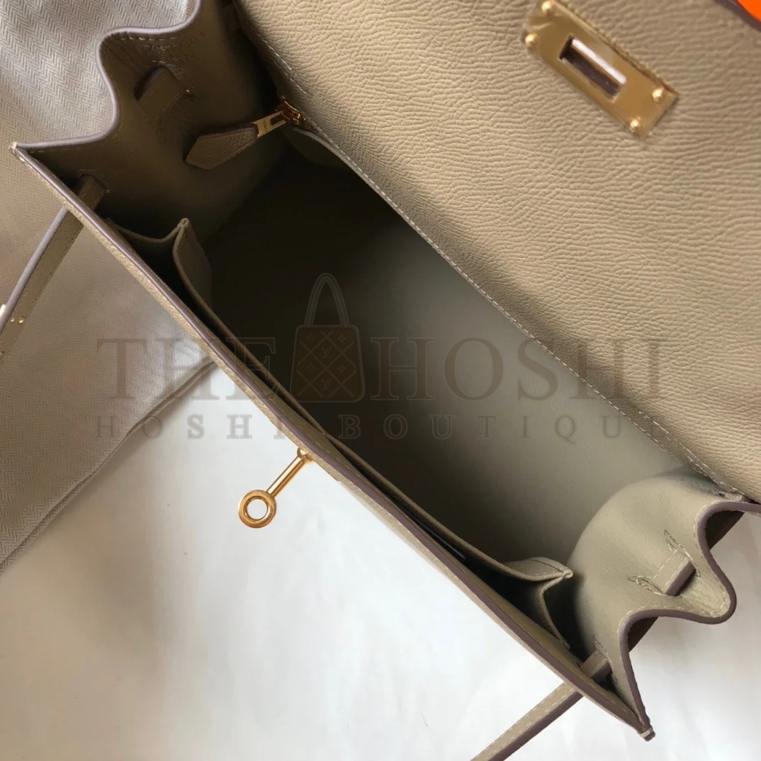 H**me5 Kelly 28cm Sellier Bag in Gris Tourterelle Epsom Calfskin GHW Master Quality
