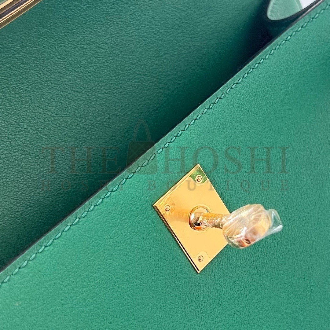 H**me5 Kelly Pochette Handmade Bag In Vert Vertigo Swift Calfskin Master Quality