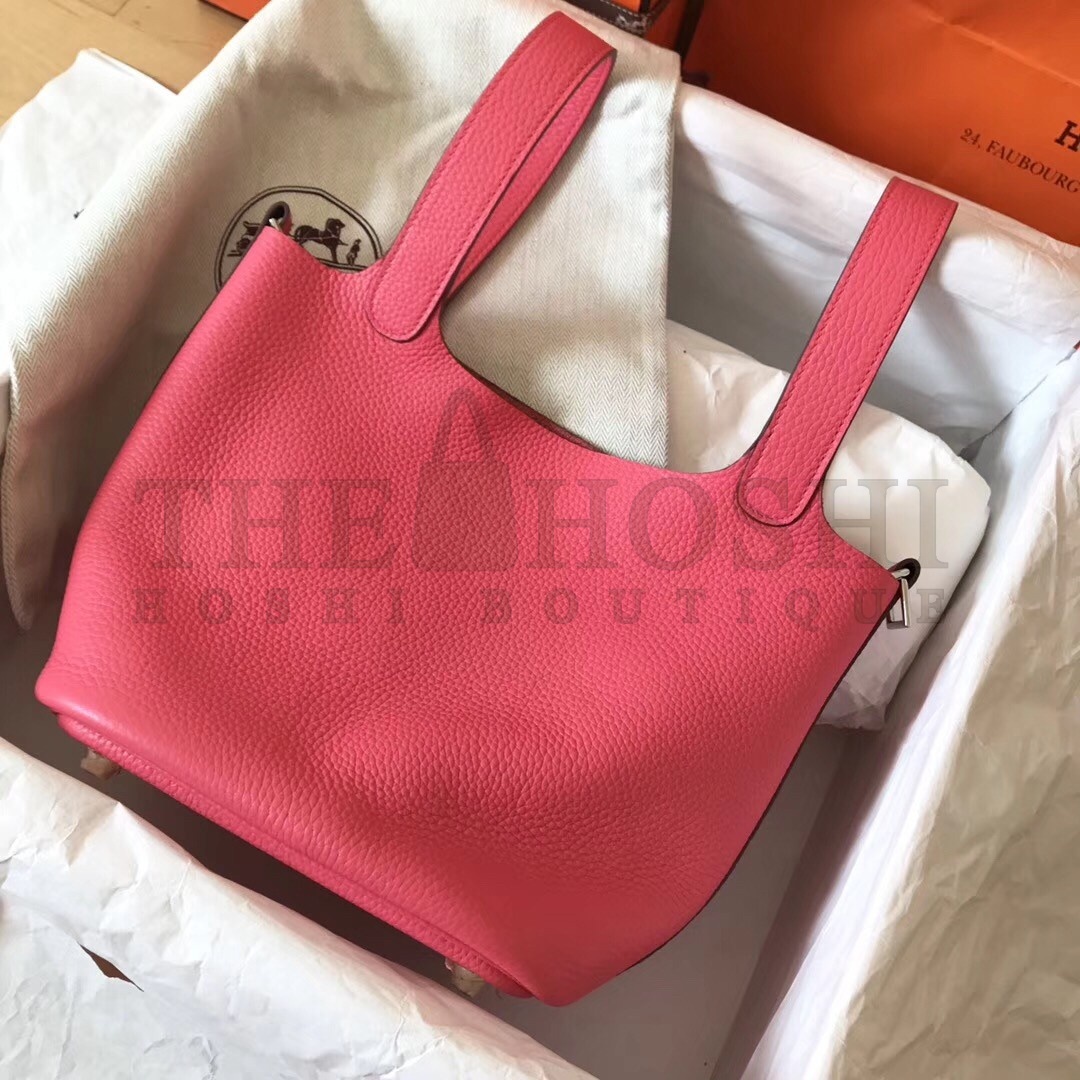 H**me5 Rose Lipstick Picotin Lock MM 22cm Handmade Bag Master Quality