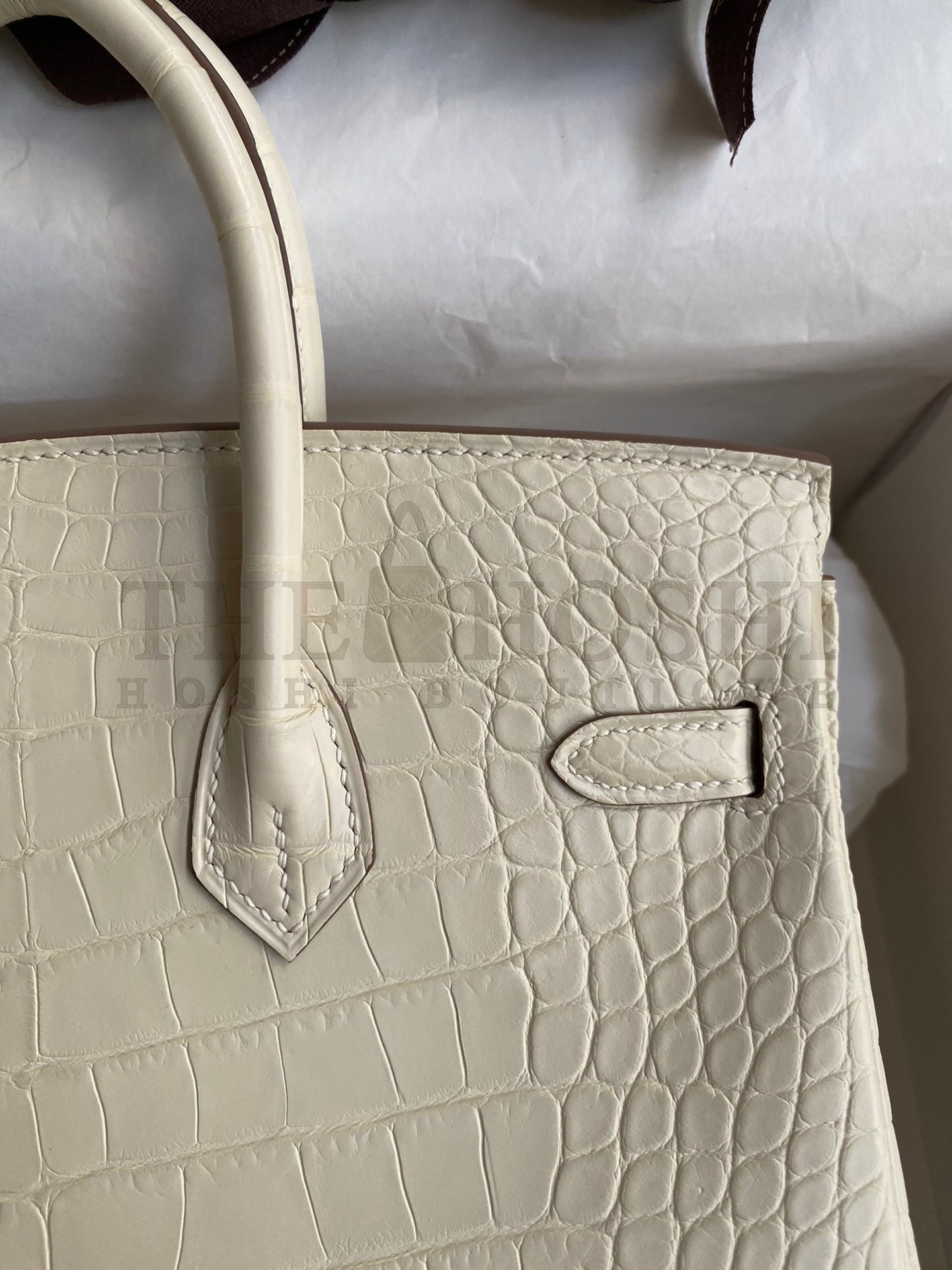 H**me5 Birkin 25 Retourne Handmade Bag In Nata Matte Alligator Leather Master Quality