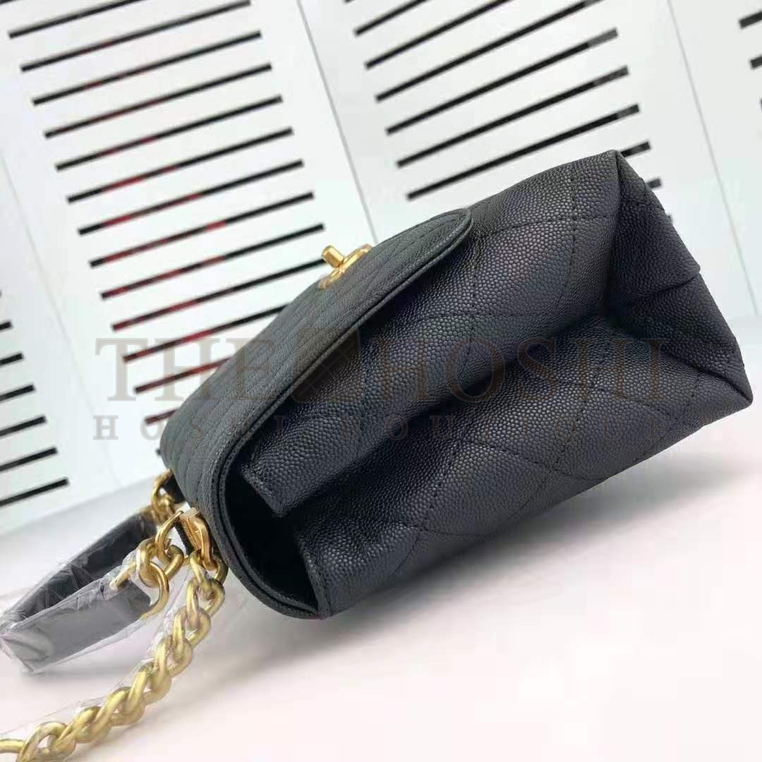 Ch**el Women Flap Bag with Top Handle in Calfskin-Black Master Quality