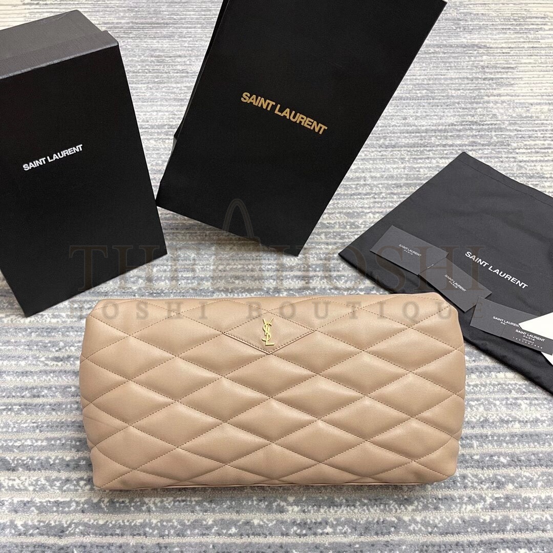 Sa1nt Lau*nt Sade Puffer Envelope Clutch In Beige Lambskin Master Quality