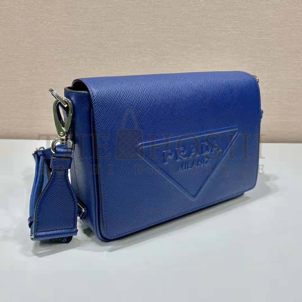 Pra*a Women Saffiano Leather Shoulder Bag with Sleek-Navy Master Quality
