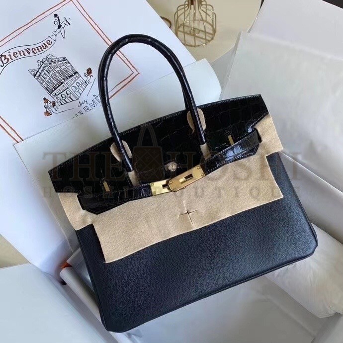 H**me5 Black Touch Birkin 30cm Bag Shiny Niloticus Crocodile Skin Master Quality