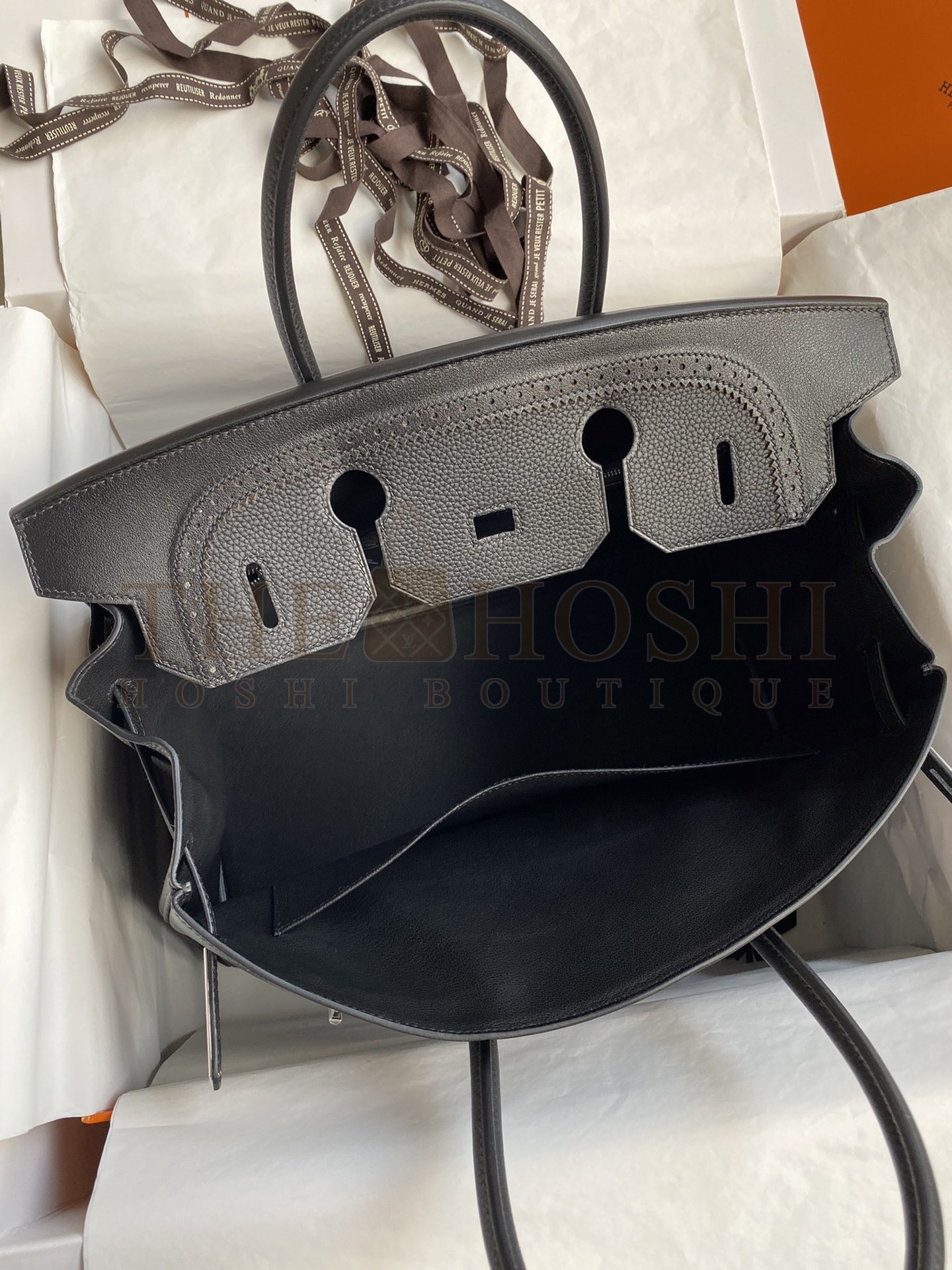 H**me5 Ghillies Birkin 35cm Limited-edition Bag In Black Calfskin Master Quality