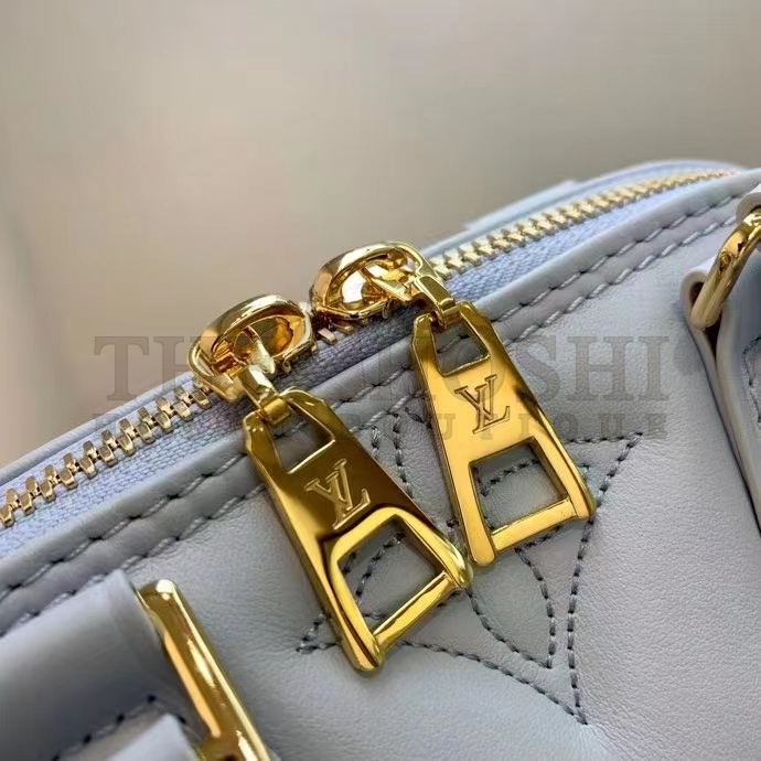 L0vis Vvtt0n LV Women Alma BB Handbag Blue Quilted Embroidered Smooth Calf Leather Master Quality