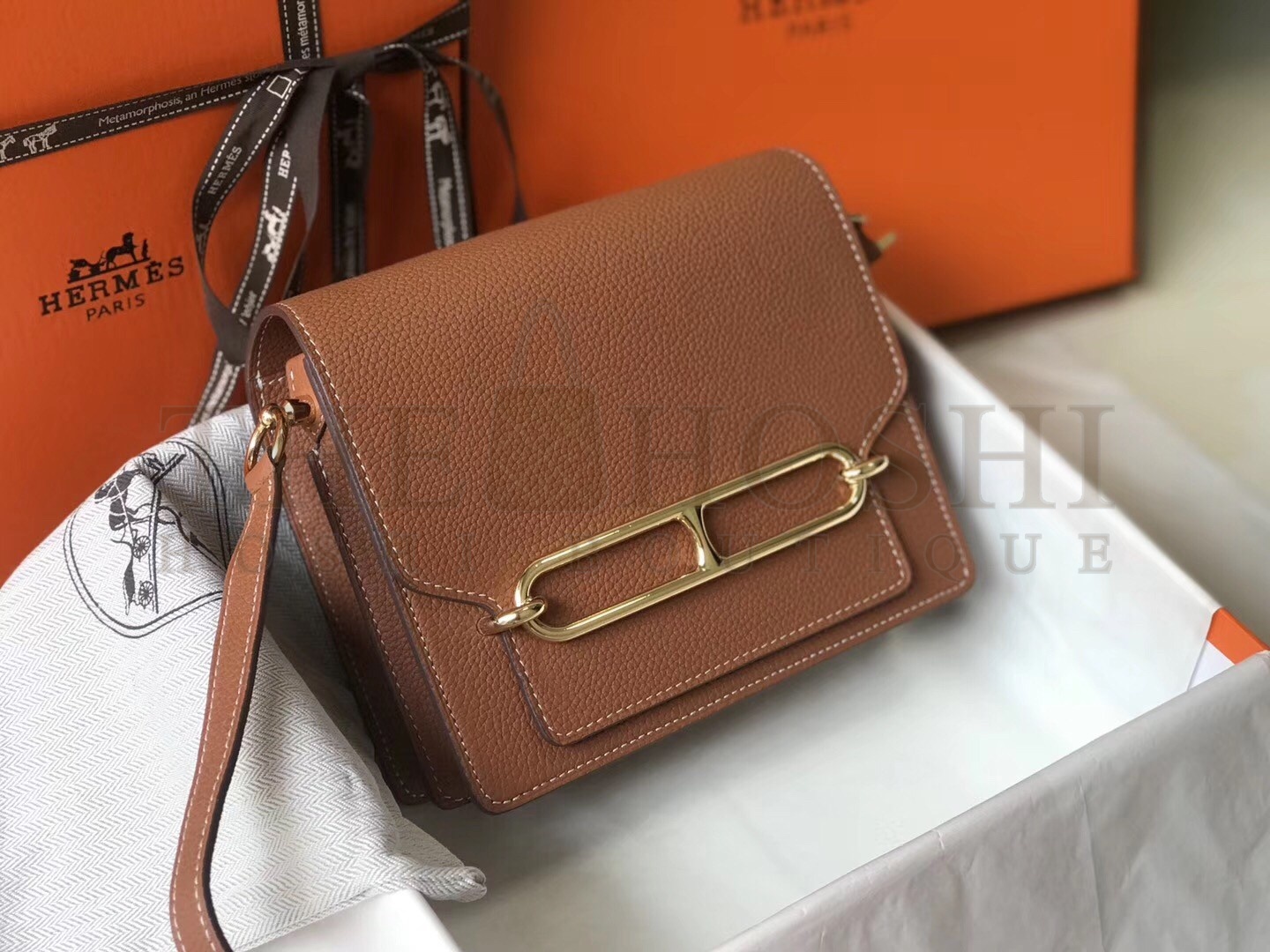 H**me5 Mini Sac Roulis 18cm Bag In Brown Evercolor Calfskin Master Quality